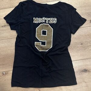 Next Level Apparel Black Short Sleeve Tee with Gold '9 Months' Graphic